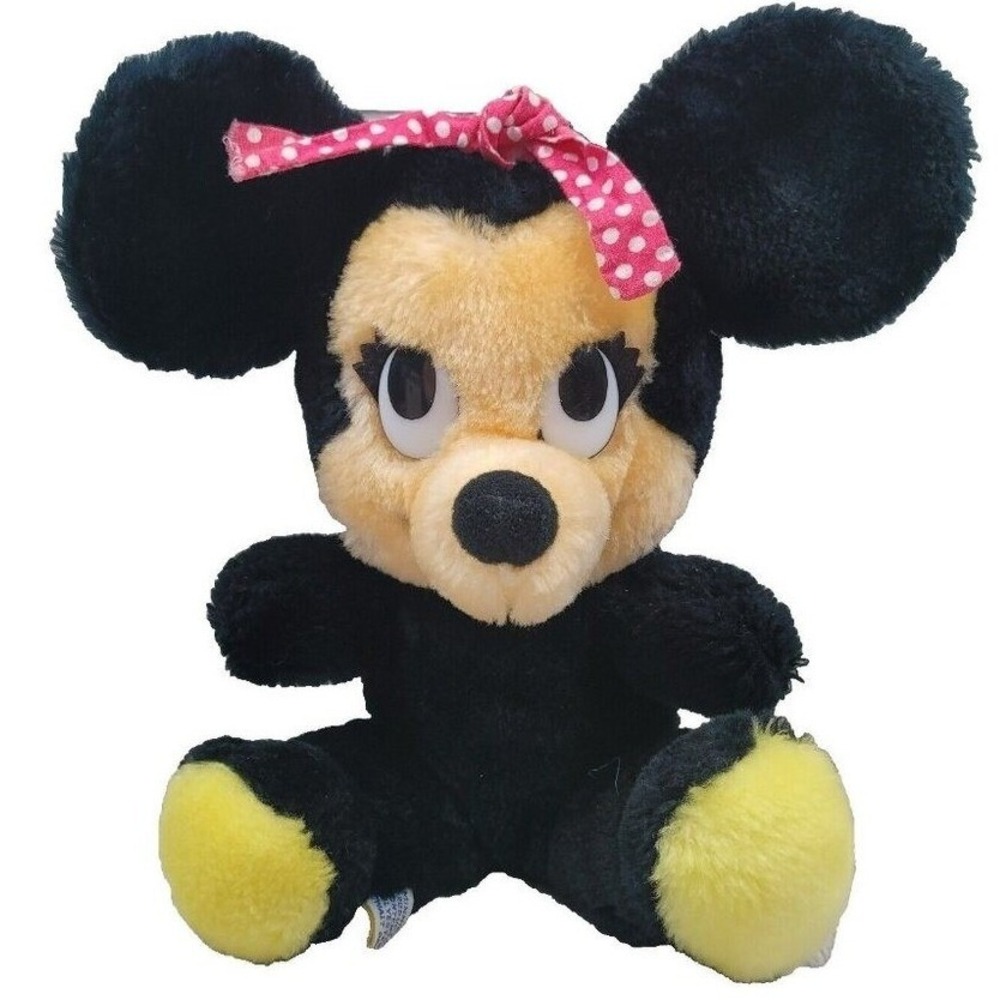 Disney Minnie Mouse Plush Kids Black Vintage Walt Disney Productions Korea 9in